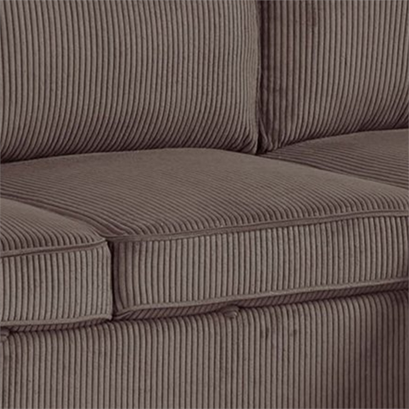 Seya Sleeper L Sectional Sofa- Storage Chaise- Brown Corduroy- 93 Inch