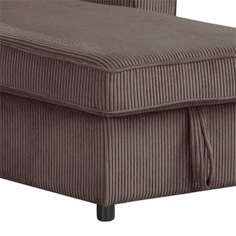 Seya Sleeper L Sectional Sofa- Storage Chaise- Brown Corduroy- 93 Inch