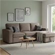 Seya Sleeper L Sectional Sofa- Storage Chaise- Brown Corduroy- 93 Inch