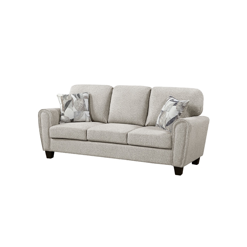 Loi Sofa w 2 Pillows- Reversible Cushion- Gray Chenille- 85 Inch