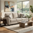 Loi Sofa w 2 Pillows- Reversible Cushion- Gray Chenille- 85 Inch