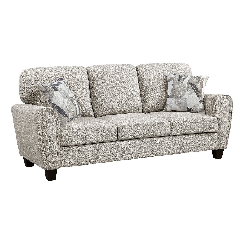 Loi Sofa w 2 Pillows- Reversible Cushion- Gray Chenille- 85 Inch