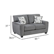 Koi Loveseat with 2 Pillows- Reversible Cushions- Gray Chenille- 65 Inch