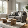 Koi Loveseat with 2 Pillows- Reversible Cushions- Gray Chenille- 65 Inch