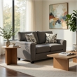 Koi Loveseat with 2 Pillows- Reversible Cushions- Gray Chenille- 65 Inch