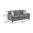 Koi Sofa with 2 Pillows- Reversible Cushions- Gray Chenille- 89 Inch