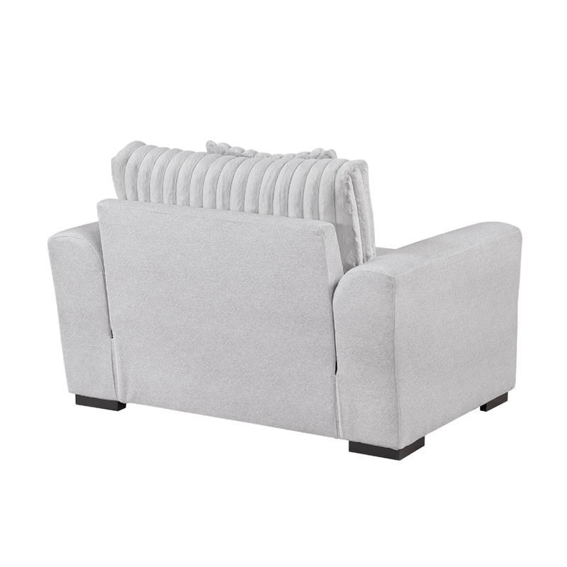Zian Armchair w Pillow- Foam Cushions- Light Gray Microfiber and Corduroy