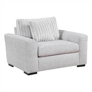 Zian Armchair w Pillow- Foam Cushions- Light Gray Microfiber and Corduroy
