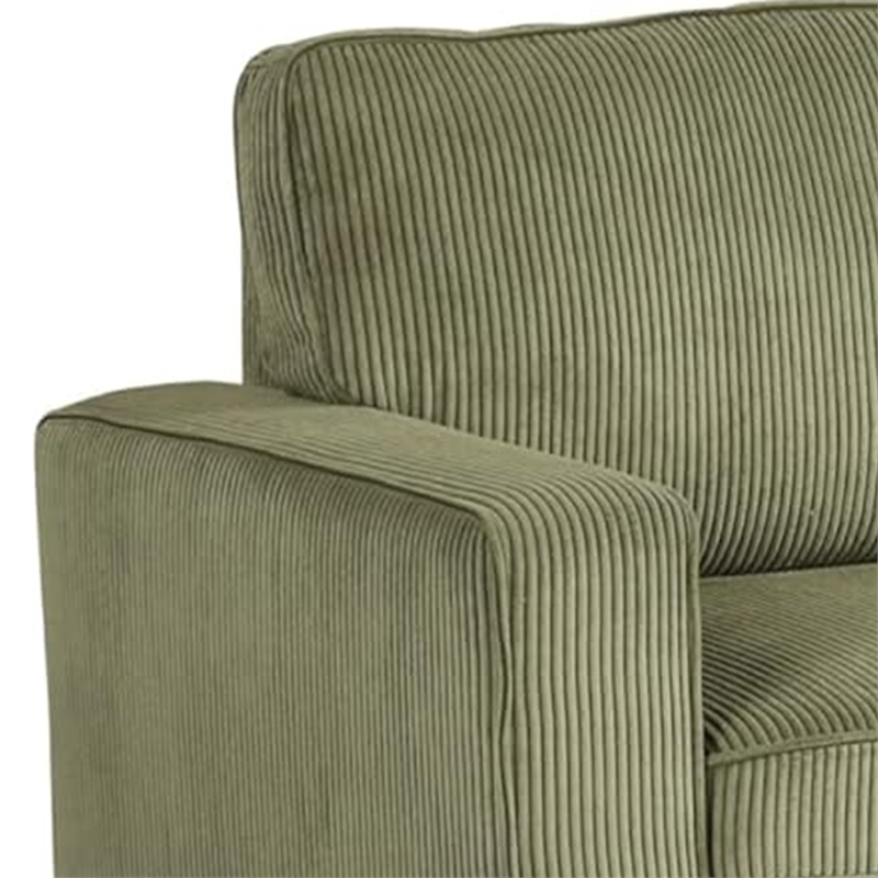 Seya Sleeper L Sectional Sofa- Storage Chaise- Green Corduroy- 93 Inch