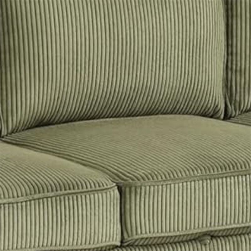 Seya Sleeper L Sectional Sofa- Storage Chaise- Green Corduroy- 93 Inch