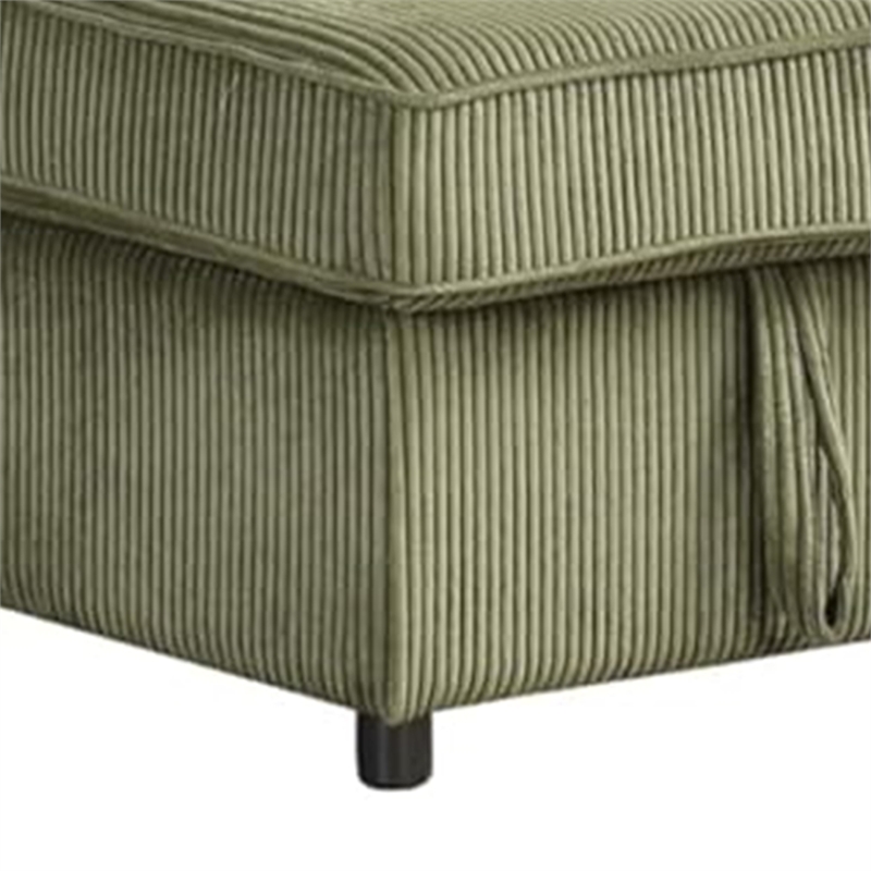 Seya Sleeper L Sectional Sofa- Storage Chaise- Green Corduroy- 93 Inch
