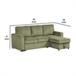 Seya Sleeper L Sectional Sofa- Storage Chaise- Green Corduroy- 93 Inch