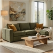 Seya Sleeper L Sectional Sofa- Storage Chaise- Green Corduroy- 93 Inch