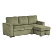 Seya Sleeper L Sectional Sofa- Storage Chaise- Green Corduroy- 93 Inch