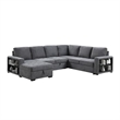 Stila Sleeper Sectional Sofa with Storage Chaise- 128 Inch Dark Gray