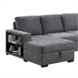 Stila Sleeper Sectional Sofa with Storage Chaise- 128 Inch Dark Gray
