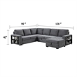 Stila Sleeper Sectional Sofa with Storage Chaise- 128 Inch Dark Gray