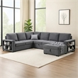 Stila Sleeper Sectional Sofa with Storage Chaise- 128 Inch Dark Gray