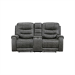 Erron Manual Reclining Loveseat w Console- Cupholders- Dark Gray Microfiber