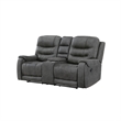 Erron Manual Reclining Loveseat w Console- Cupholders- Dark Gray Microfiber