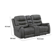 Erron Manual Reclining Loveseat w Console- Cupholders- Dark Gray Microfiber