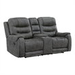 Erron Manual Reclining Loveseat w Console- Cupholders- Dark Gray Microfiber