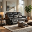 Erron Manual Reclining Sofa- 3 Seater- Dark Gray Polished Microfiber