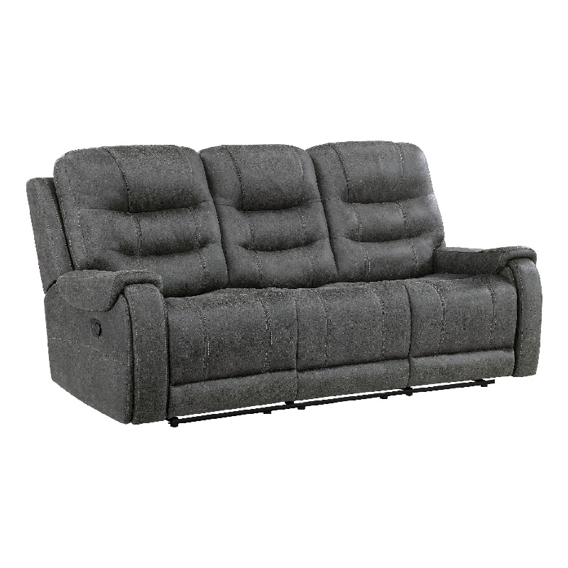 Erron Manual Reclining Sofa- 3 Seater- Dark Gray Polished Microfiber