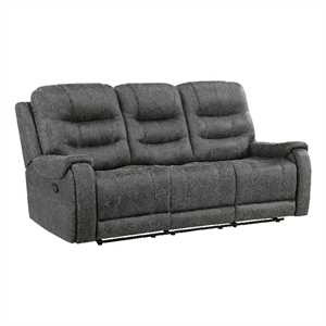 Erron Manual Reclining Sofa- 3 Seater- Dark Gray Polished Microfiber