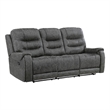 Erron Manual Reclining Sofa- 3 Seater- Dark Gray Polished Microfiber