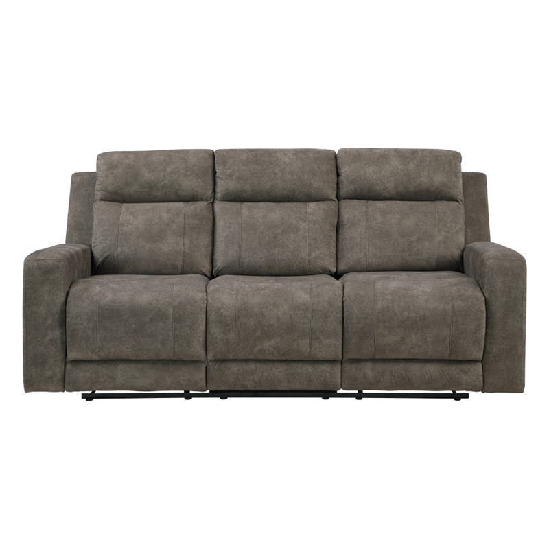 Diti Manual Reclining Sofa- 3 Seater- Soft Brown Polished Microfiber