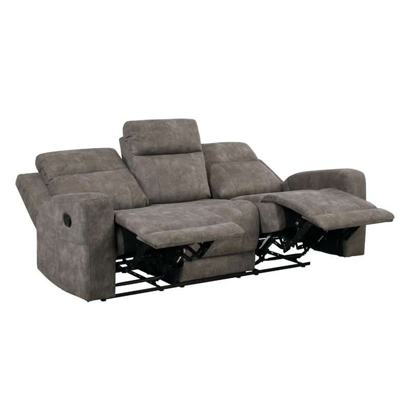 Diti Manual Reclining Sofa- 3 Seater- Soft Brown Polished Microfiber