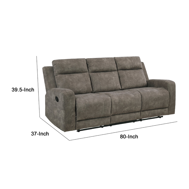 Diti Manual Reclining Sofa- 3 Seater- Soft Brown Polished Microfiber