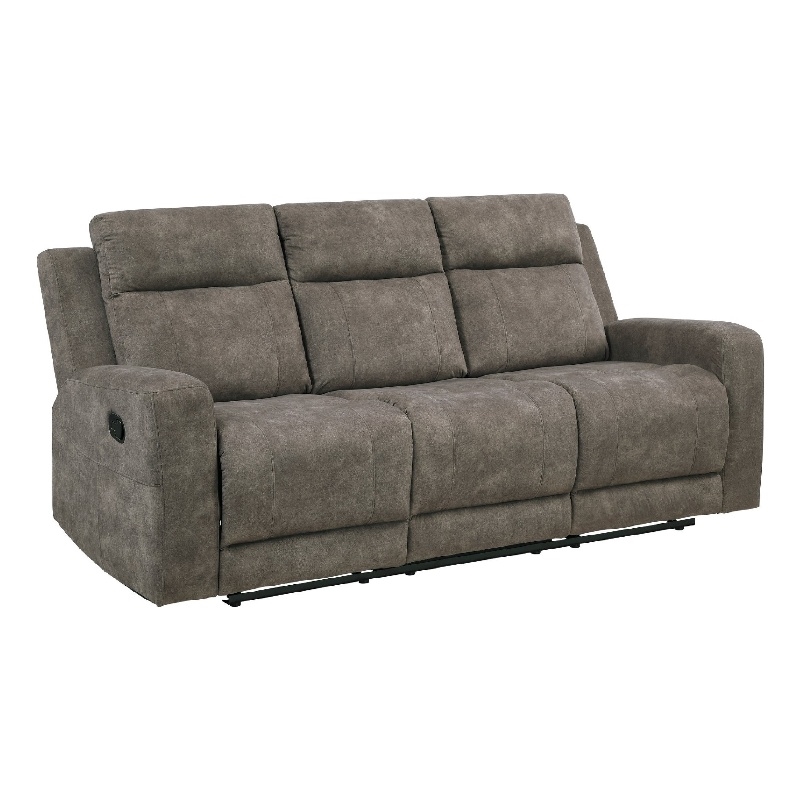 Diti Manual Reclining Sofa- 3 Seater- Soft Brown Polished Microfiber