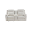 Lenny Manual Recliner Loveseat w Cupholder Console- Beige Microfiber