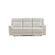 Lenny Manual Recliner Sofa- 3 Seater- Channeled Back- Beige Microfiber