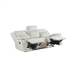 Lenny Manual Recliner Sofa- 3 Seater- Channeled Back- Beige Microfiber