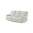 Lenny Manual Recliner Sofa- 3 Seater- Channeled Back- Beige Microfiber