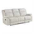 Lenny Manual Recliner Sofa- 3 Seater- Channeled Back- Beige Microfiber