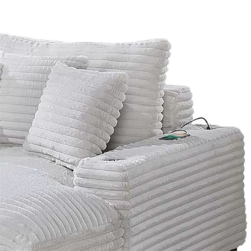 Terra Chaise Lounger- Cup Holder and USB Ports- Taupe Corduroy Fabric