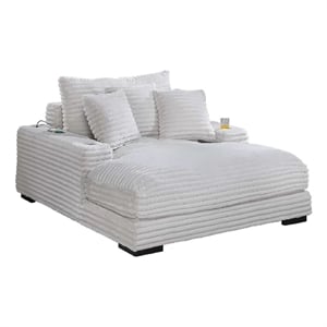 Terra Chaise Lounger- Cup Holder and USB Ports- Taupe Corduroy Fabric