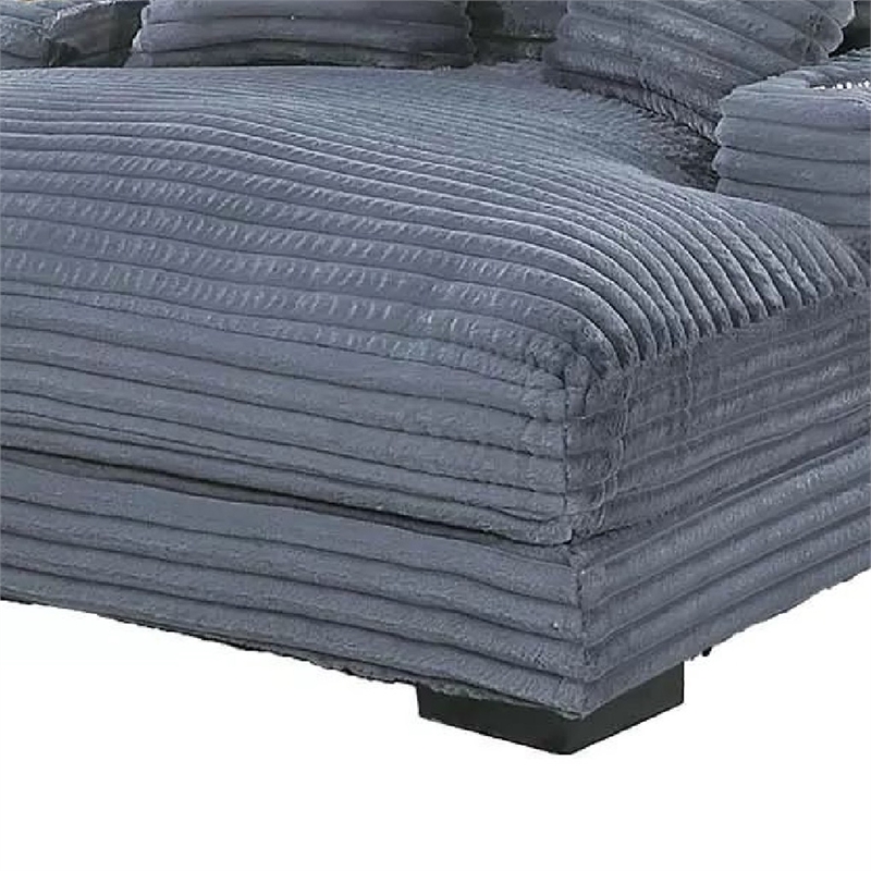 Terra Chaise Lounger- Cup Holder and USB Ports- Gray Corduroy Fabric