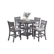 Sienna 5pc Counter-Height Table Set- 4 Chairs- 2 Shelves- Gray Wood