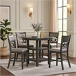 Sienna 5pc Counter-Height Table Set- 4 Chairs- 2 Shelves- Gray Wood