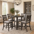 Sienna 5pc Counter-Height Table Set- 4 Chairs- 2 Shelves- Gray Wood