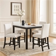 Wesley 5pc Dining Table Set- White Faux-Leather- Faux Marble- Dark Brown