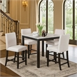 Wesley 5pc Dining Table Set- White Faux-Leather- Faux Marble- Dark Brown
