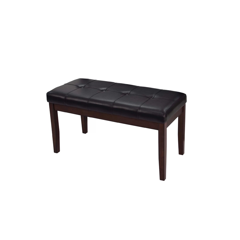 Wesley 5pc Dining Table Set- Black Faux-Leather- Faux Marble- Cherry Brown