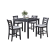 Derry 5pc Counter-Height Dining Table and 4 Chairs Set- Gray Rubberwood