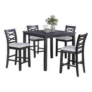 Derry 5pc Counter-Height Dining Table and 4 Chairs Set- Gray Rubberwood